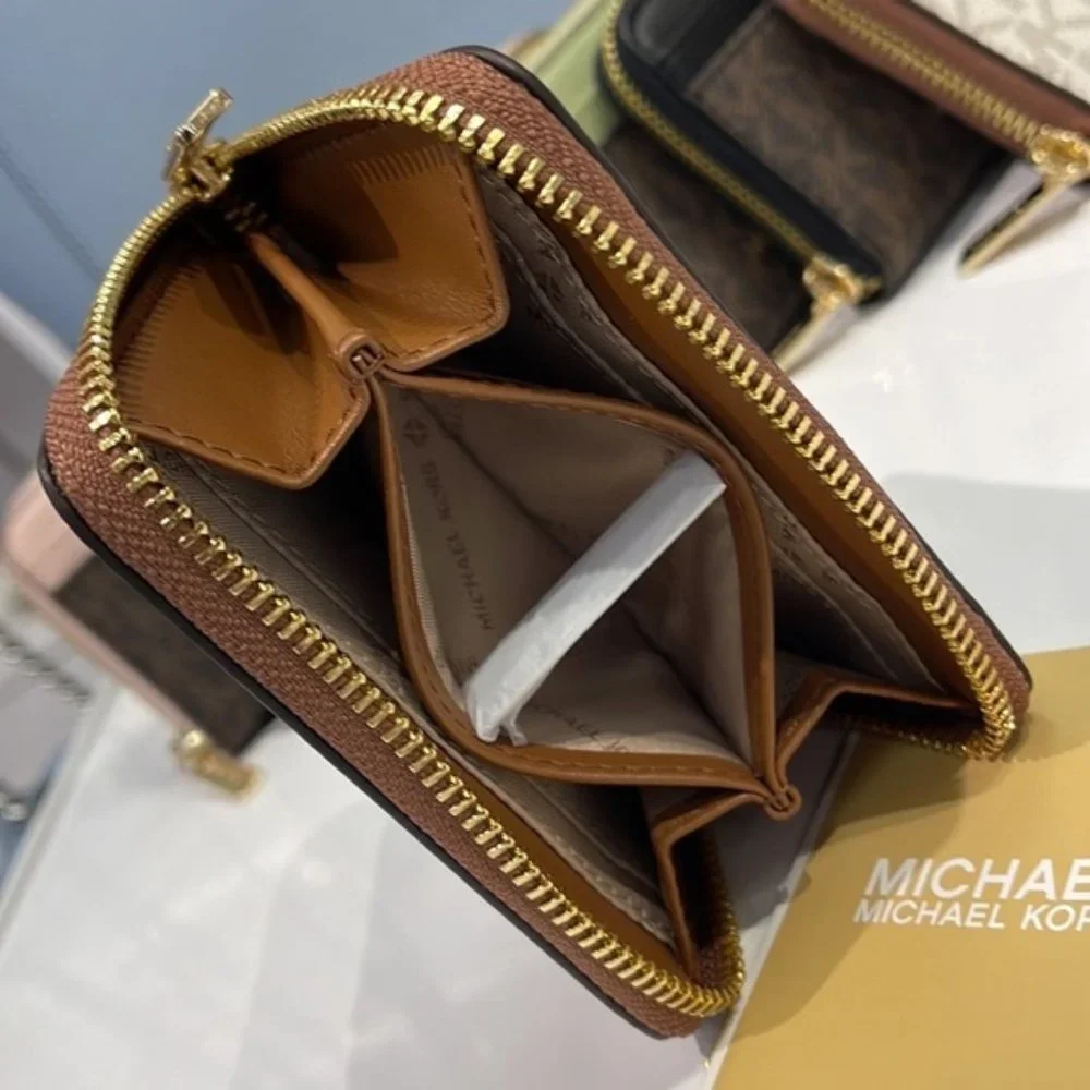 Michael Kors Jet Set Travel Medium Zip Around Card Case Brown - Picture 7 of 16